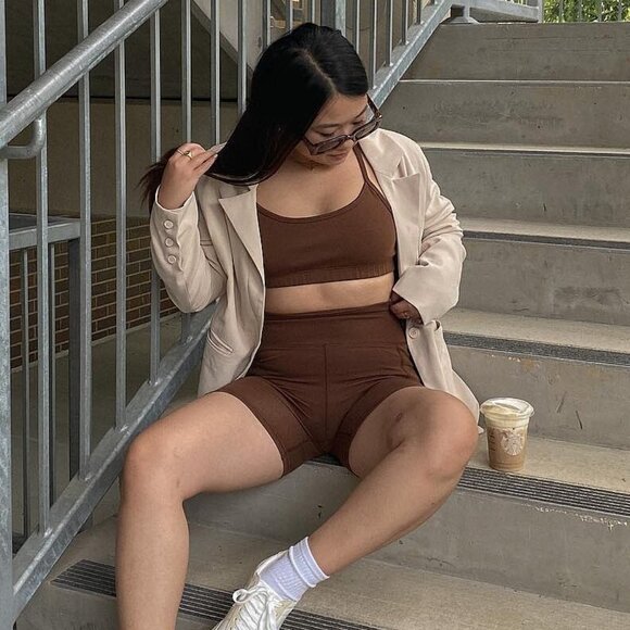 NOIZE (XL) Blaire Short Organic Cotton Side Pockets High Rise Chestnut - Size XL - Picture 4 of 11